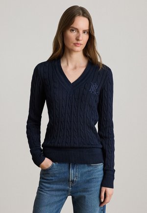 Lauren Ralph Lauren CABLE KNIT CRICKET SWEATER - Πουλόβερ - navy