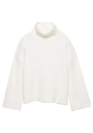 Witte coltrui gemaakt van zachte stof, met een losse pasvorm, verlaagde schouders en brede geribbelde manchetten en zoom.