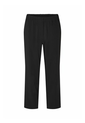 Pantalon noir droit avec taille élastique et sans poches visibles, présenté sur fond blanc.