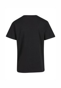 T-shirt en coton noir à manches courtes, col rond et design uni. Vue arrière simple et dépouillée, coupe régulière.