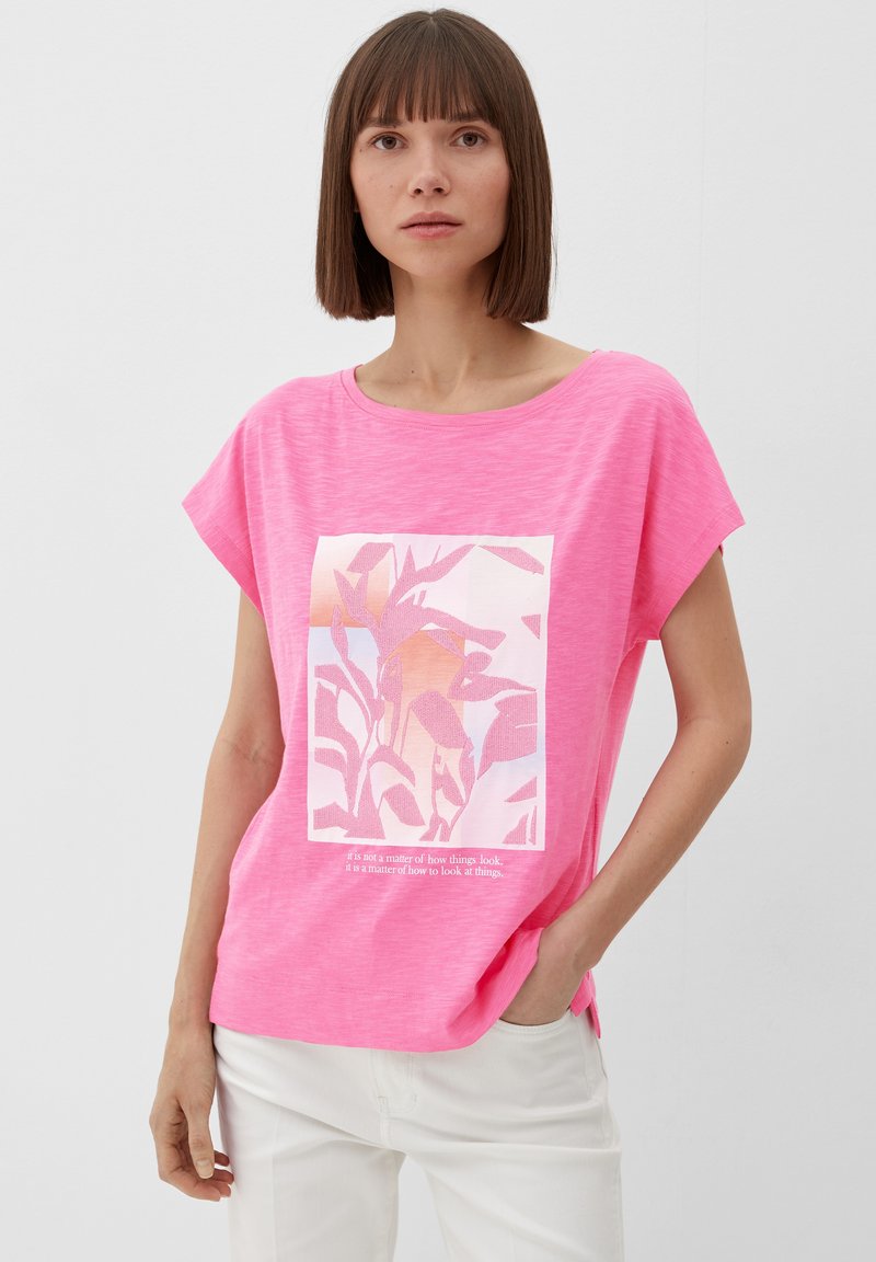s.Oliver MIT STICKEREI - T-shirt imprimé - pink