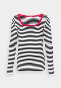 Svart- och vitrandig långärmad tröja med fyrkantig halsringning i röd. Tillverkad av ribbat material och med en slim-fit design.