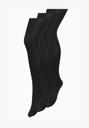 Collants opaques noirs en pack de trois ; texture lisse avec une finition mate et un design sans coutures, offrant une couverture complète des jambes.