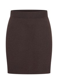 Brauer Strick-Minikleid mit einem breiten elastischen Bund. Der Stoff hat eine subtile Textur und einen leichten Glanz, konzipiert für eine enganliegende Silhouette.