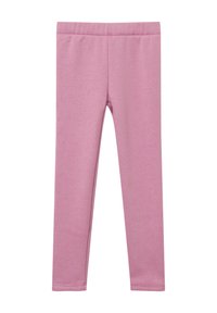 Rosa Leggings aus weichem, dehnbarem Stoff. Glatte Textur mit einem elastischen Bund und ohne Muster oder Verzierungen.