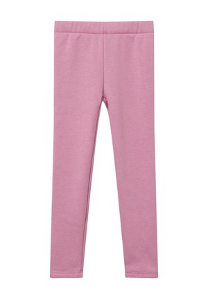 Rosa Leggings aus weichem, dehnbarem Stoff. Glatte Textur mit einem elastischen Bund und ohne Muster oder Verzierungen.