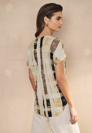 Next SHORT SLEEVE OVERHEAD STANDARD - Blūze - ecru brown yellow check print