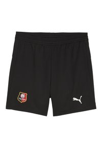 Mustad mustadriided, mis on valmistatud hingavast kangast, valge Puma logoga ja Stade Rennaisi värvikilbiga punases ja kollases.