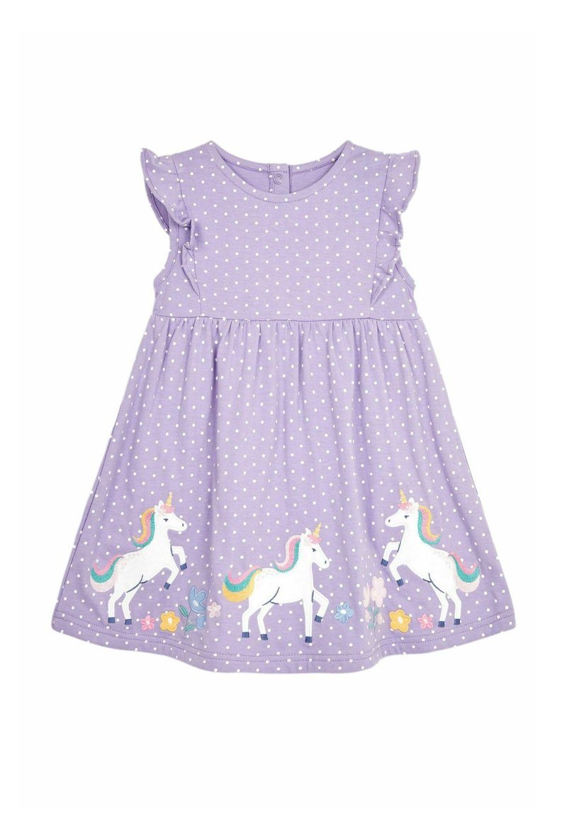 JoJo Maman Bébé UNICORN APPLIQUÉ FRILL SHOULDER SUMMER - REGULAR FIT - Rochie din jerseu - lilac purple unicorn