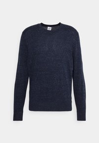 Námořnická dlouhá rukávová košile vyrobená z texturované tkaniny, s kulatým výstřihem a minimálním zdobením. Lehká s volným střihem.