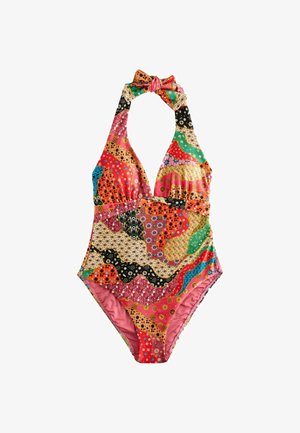 Never Fully Dressed, REGULAR FIT - PLUNGE SWIMSUIT WITH TUMMY CONTROL - Badedragt - pink orange mosaic