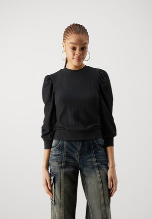 ONLNELLA HIGHNECK - Tops ar garām piedurknēm - black