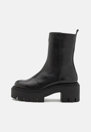 LEATHER - Platform ankle boots - black