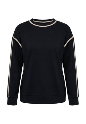 Ulla Popken, SWEATSHIRT, ZIERSTREIFEN, CLASSIC, RUNDHALS, LANGARM - Sweatshirt - black