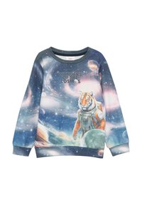 Crewneck sweatshirt met een kleurrijke kosmische print van een tijger in een astronautenpak. Gemaakt van zachte stof, met ribgebreide manchetten en zoom.