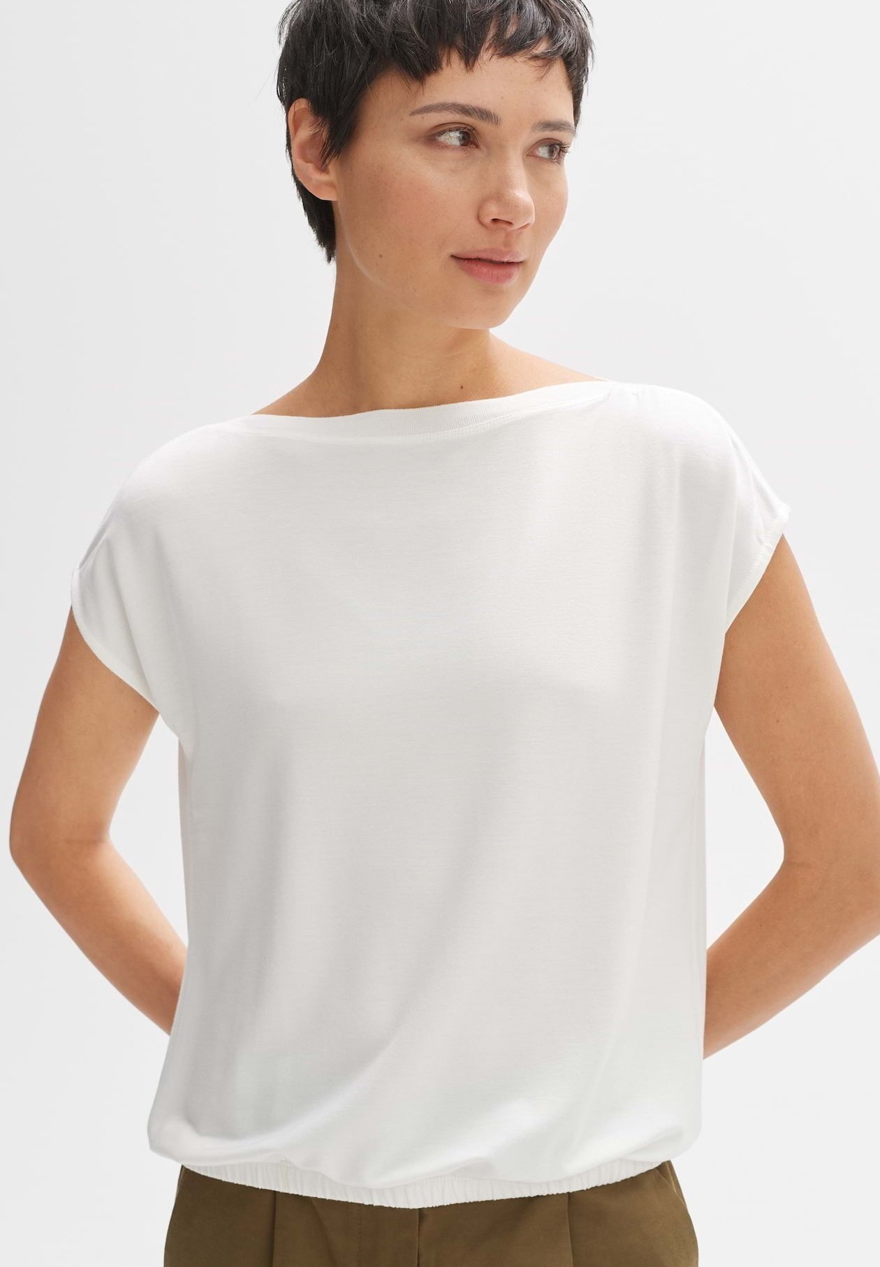 OPUS Daily A T-Shirt Basic Con Spalline Sottili, Colore Avorio (Milk 1004), Taglia 50 (44). Un Must-have Intramontabile Per Il Guardaroba Femminile, Semplice E Versatile.