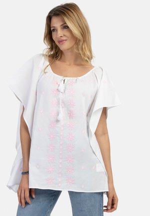 PONCHO - Kapper - weiss pink
