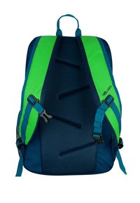 Σακίδιο σε ναυτική και φωτεινή πράσινη απόχρωση, με μαλακή πλάτη από πλέγμα, ρυθμιζόμενους ιμάντες ώμου, κλιπ κλειδώματος και χερούλι μεταφοράς στο επάνω μέρος.