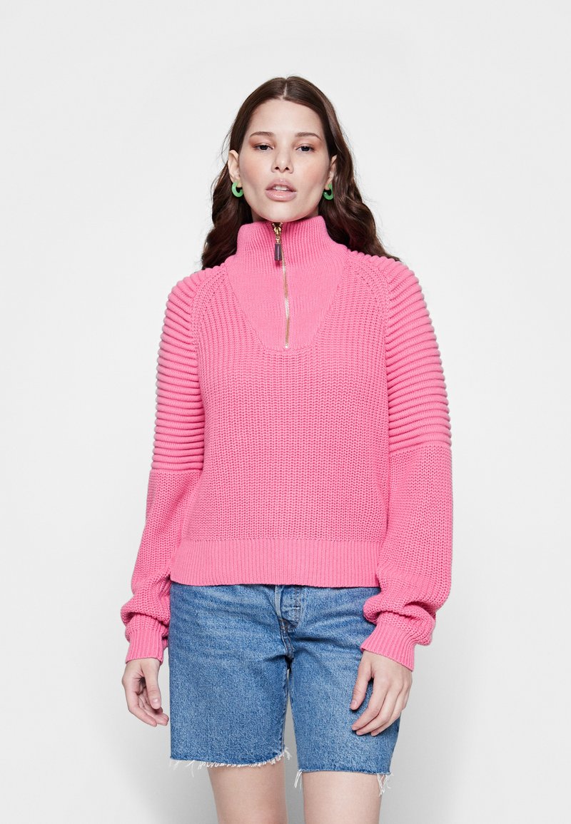 Scotch & Soda HALF ZIP RELAXED FIT Trui soft rose/donkerroze