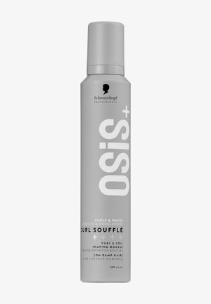 Flacon cylindrique gris de Schwarzkopf Professional Osis+ Curl Soufflé mousse coiffante pour boucles et ondulations, 200 ml.