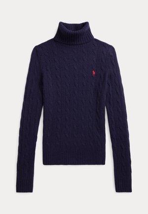 Polo Ralph Lauren, WOOL CASHMERE CABLE ROLL NECK JUMPER - Džemper - hunter navy