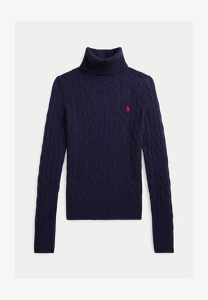 Polo Ralph Lauren, WOOL CASHMERE CABLE ROLL NECK JUMPER - Džemper - hunter navy