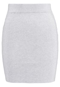 Ljust grått ribbat stickat kjol med hög midja, figurnära passform och en slät yta, perfekt för att lager på lager eller vardagsbruk.