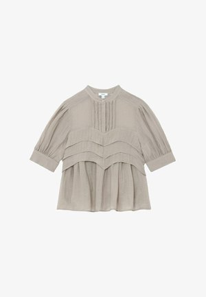 Reiss, REGULAR FIT - GEORGIA FRILL-DETAIL HALF-BUTTON BLOUSE . - Blúzka - grey