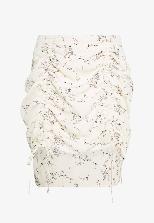 DITSY FLORAL RUCHED MINI SKIRT - Minijupe - cream
