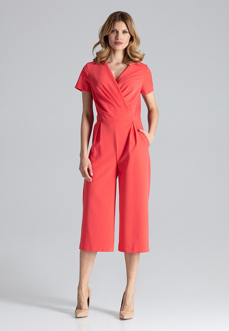 Figl JUMPSUIT WITH WIDE LEGS 7/8 - Jumpsuit - coral