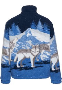 Karl Kani METAL SIGNATURE WOLF TEDDY TROYER - Felpa in pile - navy grey white