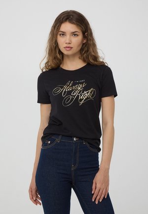 Terranova SCRITTA LAMINATA - T-shirt con stampa - nero