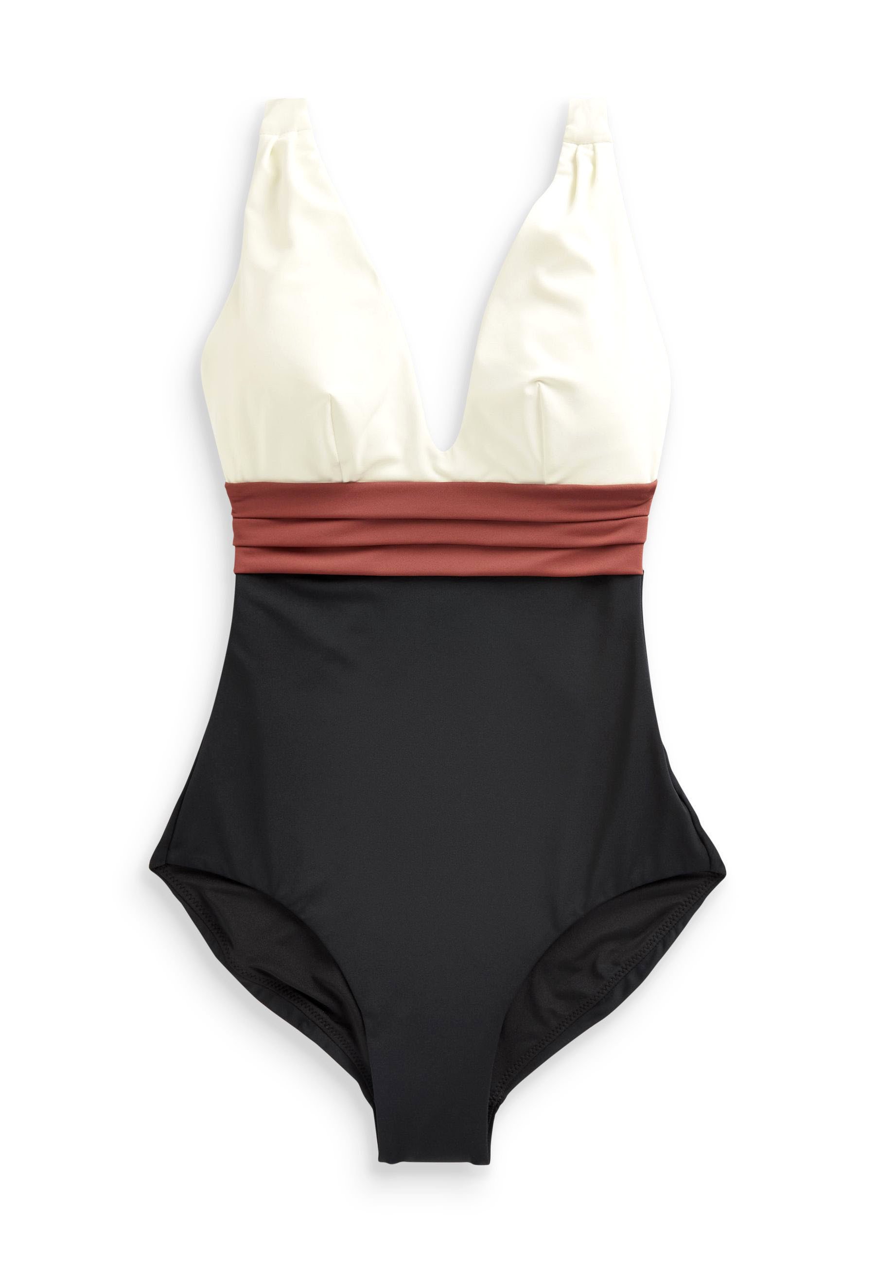 Spliced plunge swimsuit