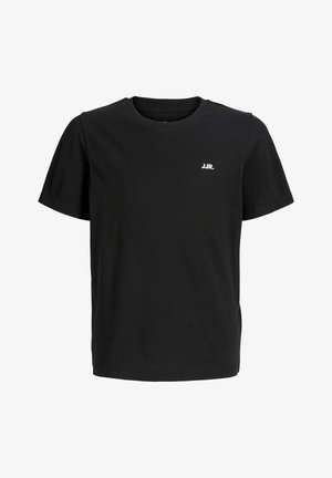Μαύρο κοντομάνικο T-shirt με στρογγυλή λαιμόκοψη και μικρό λευκό λογότυπο "JJR." στο αριστερό στήθος.