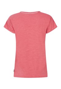T-shirt a maniche corte di colore rosa lampone con scollo rotondo e dettagli in rete sul retro, realizzata in un morbido tessuto testurizzato.