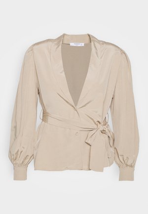 BLOUSE WITH TIE BELT - Košile - rich sand