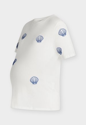 ONLY MATERNITY, OLMMARISSE EMB TOP BOX - T-shirts - cloud dancer/shell emb
