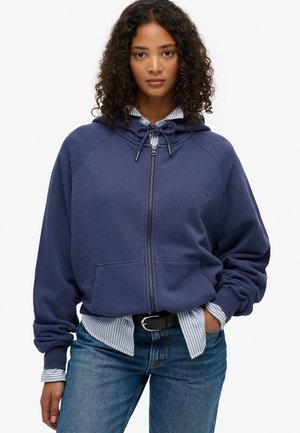 Superdry & Co ESSENTIAL LOGO GARMENT DYED ZIP  - Felpa con zip - mariner navy