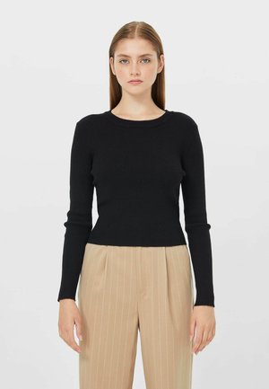 MIT RUNDAUSSCHNITT - Neule - black