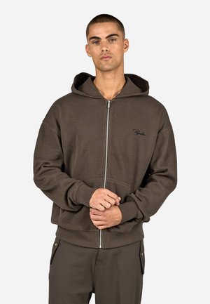 SIGNAR - Sudadera con cremallera - washed walnut brown / black