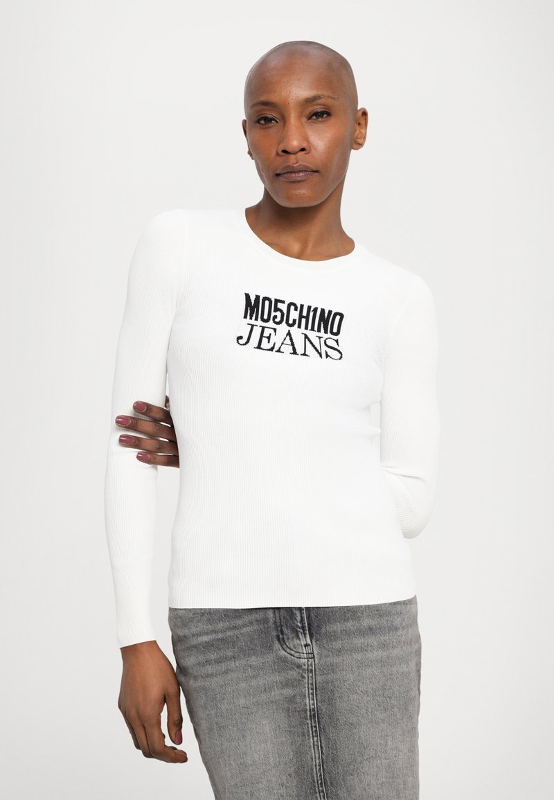 MOSCHINO JEANS URBAN - Long sleeved top - fantasia bianco/white 