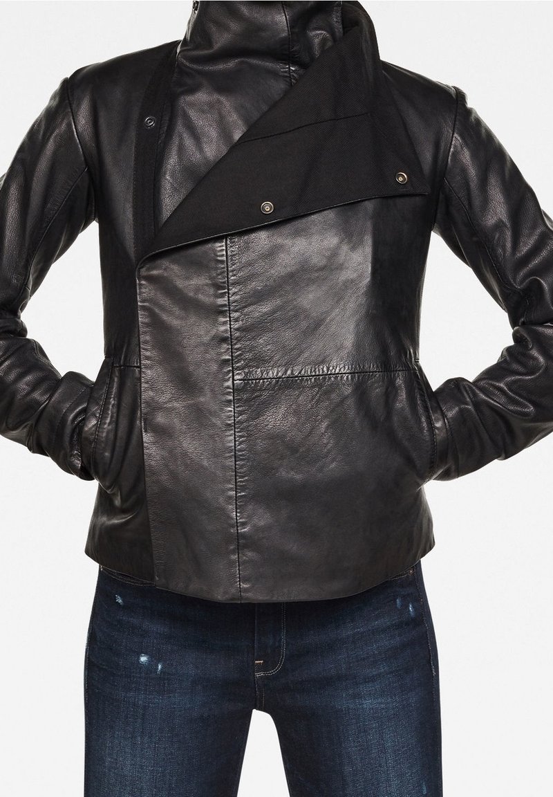 G-STAR Veste en cuir - black