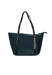 SATIN TOTE BAG WITH MULTICOLOR TASSEL DETAIL - Shopping Bag - navy