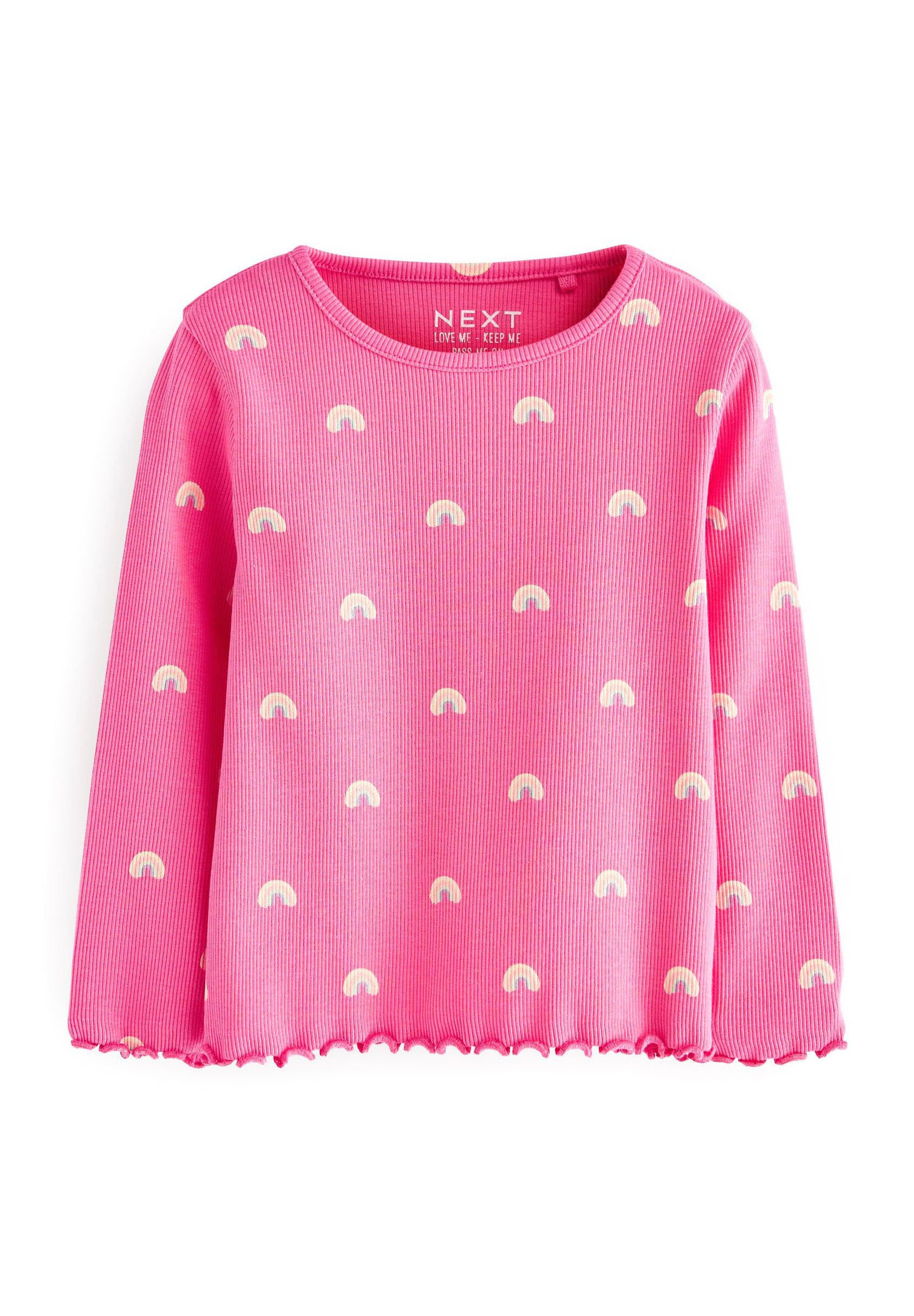 Rainbow Polka Dot Jumpers Next Long Sleeved Top Bright Pink