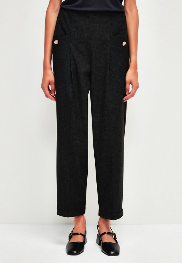 POCKET DETAILED - Stoffhose - anthracite