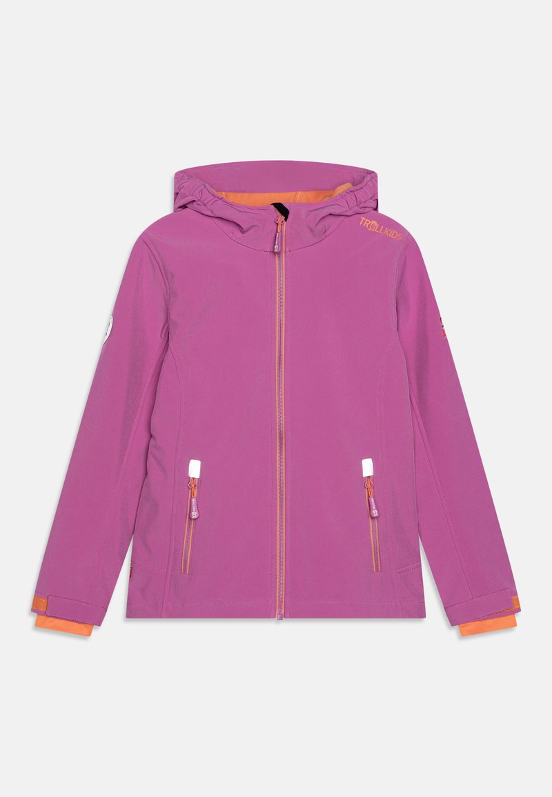 TrollKids - GIRLS TROLLFJORD - Softshell-jope - mallow pink/papaya, Suurenda