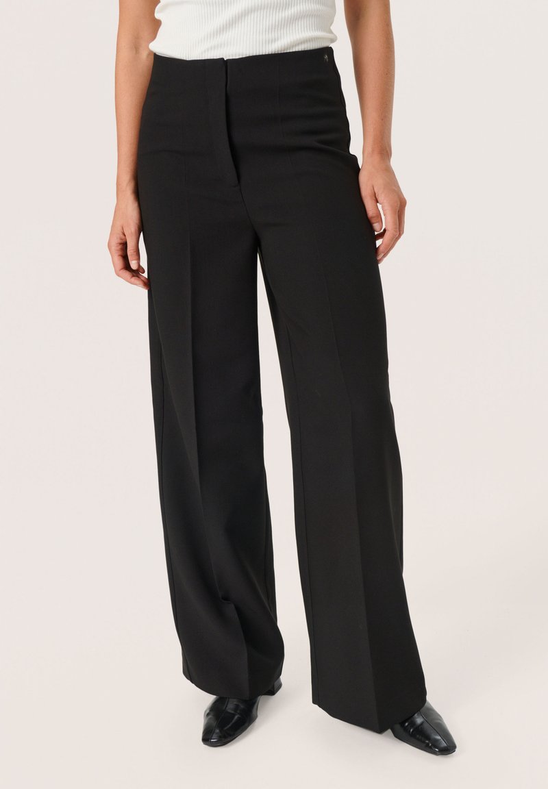 Corinne Wide Leg Trousers by Soaked - Black, Camel