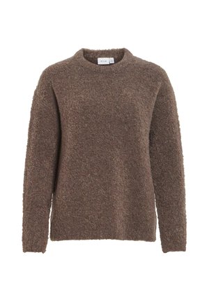 VILA, KNITTED PULLOVER VIDAYA ROUND NECK - Pullover - dark grey