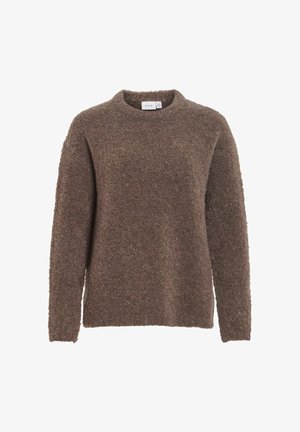 VILA, KNITTED PULLOVER VIDAYA ROUND NECK - Pullover - dark grey
