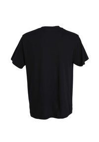 Maglietta nera a maniche corte con colletto tondo, realizzata in cotone morbido, caratterizzata da una vestibilità comoda e senza decorazioni visibili.